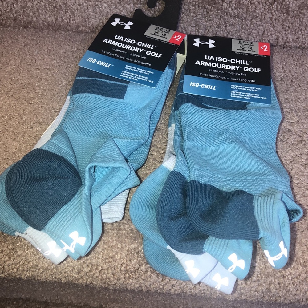 New Under Armour Adult Iso-Chill ArmourDry Golf No show socks 4 pairs